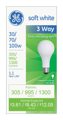 BULB 3 WAY 30/100 SW GE