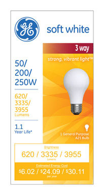 BULB 3 WAY 50/250 SW GE