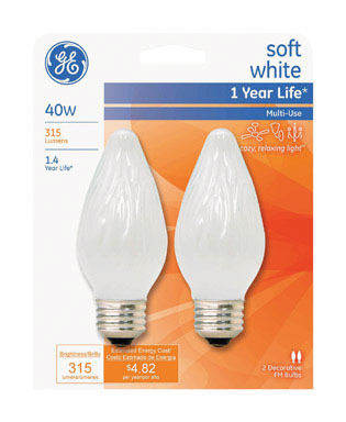 BULB DEC FLAME 40FM/W 2/CD GE