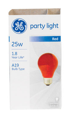 BULB-PARTY RED 25A/TR GE