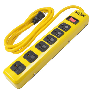 6 OUTLET POWER STRIP YELLOW JCKT