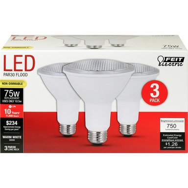 LED PAR30 E26 WW 75W 3PK