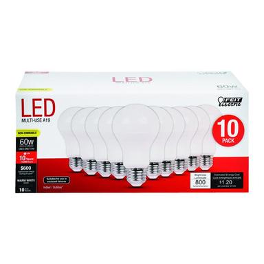 10PK A19 LED Bulb Warm White 60W