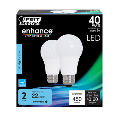 2PK A19 LED Bulb Daylight 40W