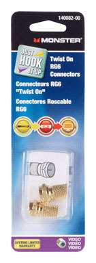 Monster Just Hook It Up Twist-On RG6 Coaxial Connector 2 pk
