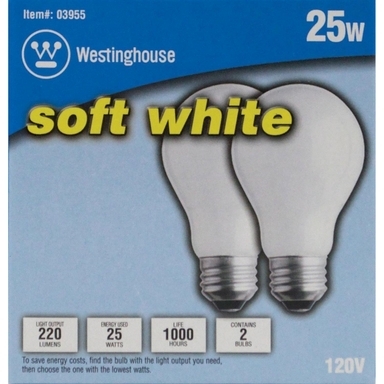 2PK A19 Bulb Soft White 25W
