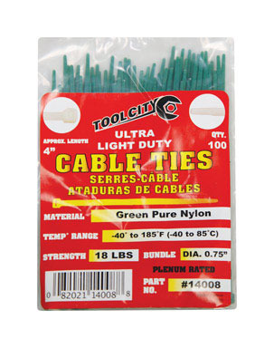 CABLE TIE 4" 18# GRN