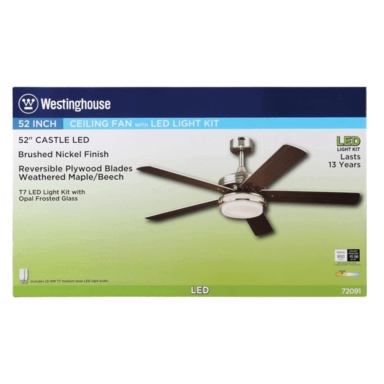 CEIL FAN 52" BRWN NCKL