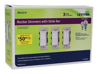 DECORA DIMMER W/ SLIDE BAR 3PK
