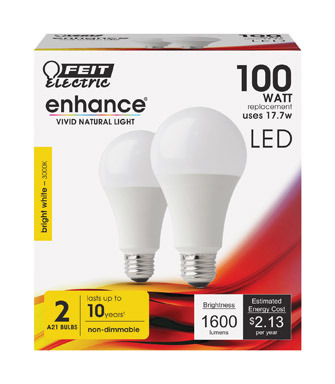 LED A21 E26 BW 100W 2PK