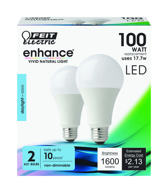 LED A21 E26 DL 100W 2PK