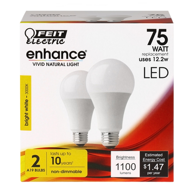 LED A19 E26 BW 75W 2PK