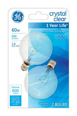 BULB CAC G16.5 CLR60W2PK