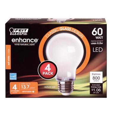 4PK A19 LED Bulb Soft White 60W