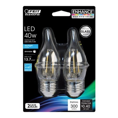 Feit Electric Enhance CA10 E26 (Medium) LED Bulb Daylight 40 W 2 pk