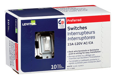 Leviton 15 amps Toggle AC Quiet Switch White 10 pk