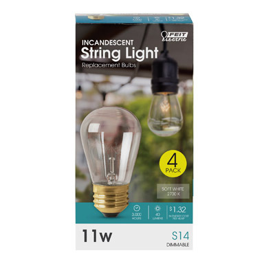 Feit Electric 11 W S14 Decorative Incandescent Bulb E26 (Medium) Soft White 4 pk