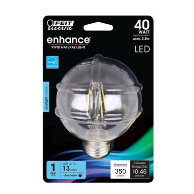 Feit Electric Enhance G25 E26 (Medium) Filament LED Bulb Daylight 40 W 1 pk