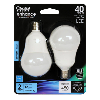 2PK A15 LED Bulb Daylight 40W
