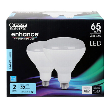 Feit Electric Enhance BR40 E26 (Medium) LED Bulb Daylight 65 W 2 pk