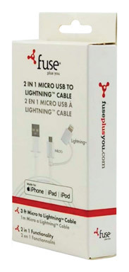 Usb Cable 2-in-1 Wht