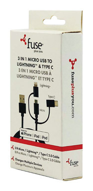 Usb Cable 3-in-1 Blk