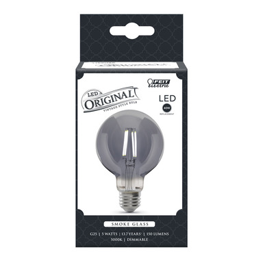 Feit Electric G25 E26 (Medium) Filament LED Bulb Smoke Daylight 40 W 1 pk