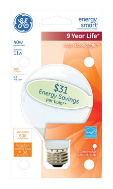 CFL GLOBE BULB 11W G25