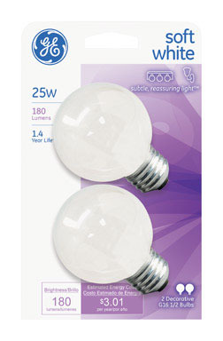 BULB GE G16.5 25W SW 2PK