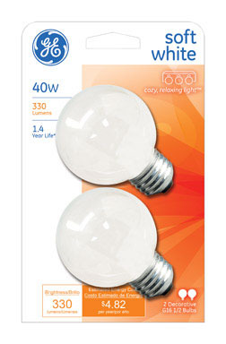 BULB GE G16.5 40W SW 2PK