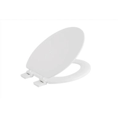 Elongated White Wood Toilet Seat