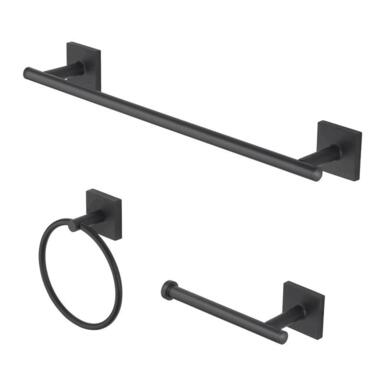Matte Black Zinc Towel Bar Set