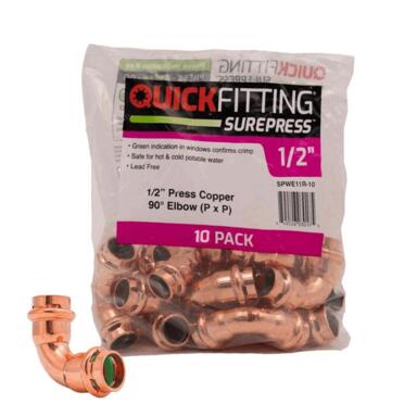 90D ELBOW 1/2PRS 10P COP