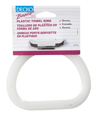 Decko Chrome Silver/White Towel Ring Plastic/Steel