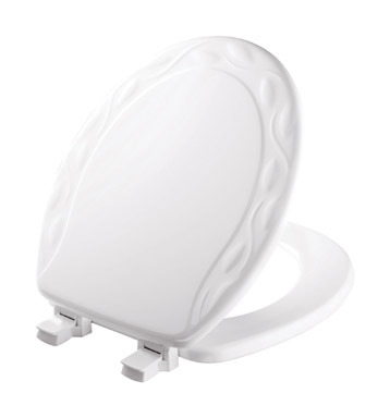Mayfair by Bemis Never Loosens Round White Molded Wood Toilet Seat