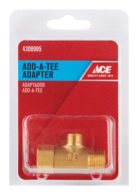 Ace Add A Tee 3/8 in. Female Compression Swivel  T X 1/4 in. D Male Compression  Brass Adapter