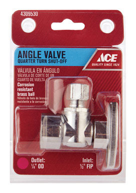 Ace 1/2 in. FIP  T X 1/4 in. S Compression  Brass Angle Stop Valve