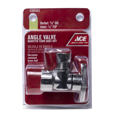Ace 1/2 in. FIP  T X 3/8 in. S Brass Angle Stop Valve