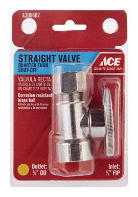 Ace FIP  T Compression  Brass Straight Stop Valve