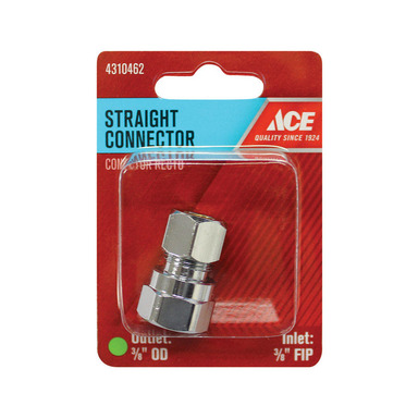 Ace 3/8 in. FPT  T X 3/8 in. D Compression  Brass Straight Connector