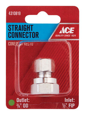 Ace 1/2 in. FPT  T X 3/8 in. D Compression  Brass Straight Connector