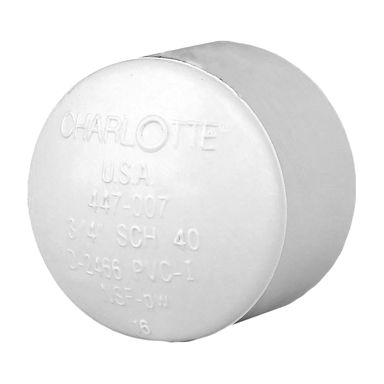 Charlotte Pipe Schedule 40 3/4 in. Socket  T X 3/4 in. D Socket  PVC Cap