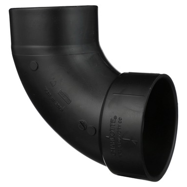 Charlotte Pipe 4 in. Hub  T X 4 in. D Spigot  ABS 90 Degree Elbow