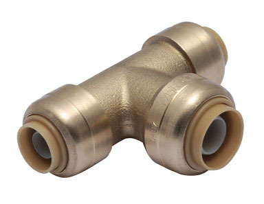 SharkBite Push to Connect 3/8 in. PTC  T X 3/8 in. D PTC  Brass Reducing Tee