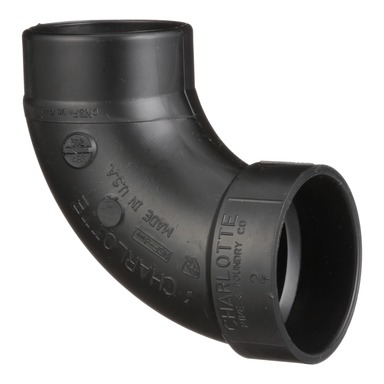 Charlotte Pipe 2 in. Hub  T X 2 in. D Spigot  ABS 90 Degree Elbow