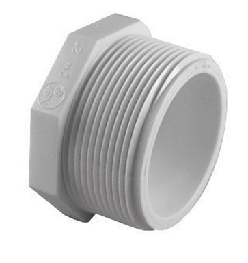 1-1/4" White PVC MPT Plug