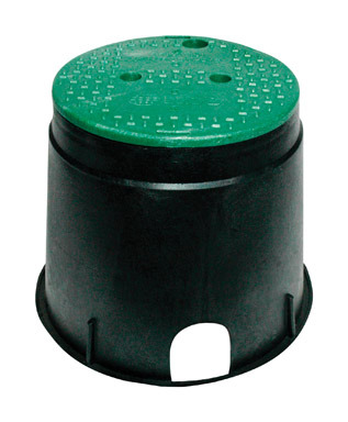 NDS 12-7/8 inch  W X 11-5/8 inch  H Round Valve Box with Overlapping Cover Black/Green