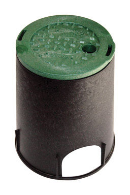 NDS 8-3/8 inch  W X 9-1/16 inch  H Round Valve Box with Overlapping Cover Black/Green