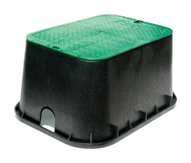 NDS 25-3/4 inch  W X 12 inch  H Rectangular Valve Box with Overlapping Cover Black/Green