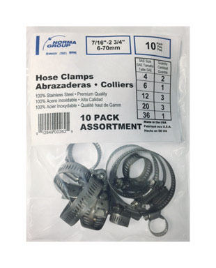 HOSE CLAMPS ASSORT 10PK